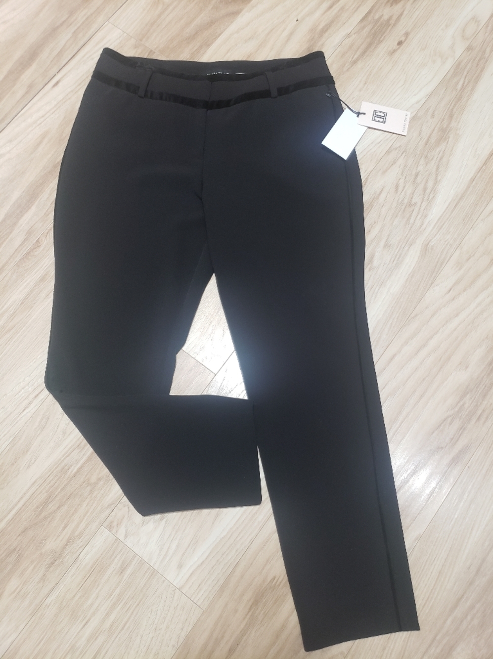 Ivanka Trump New W/tags Black Dress Pant Trouser 10 Velvet Trim Straight Leg